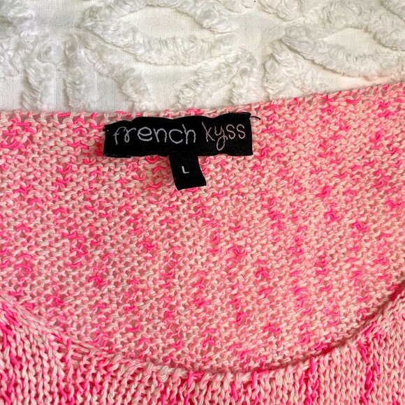 French Kyss 3/4 sleeve holey crew - size L - Picture 7 of 7